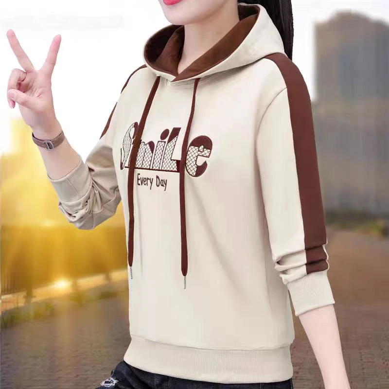 连帽女士卫衣女春秋薄款2025新款洋气减龄中年妈妈装带帽女式上衣