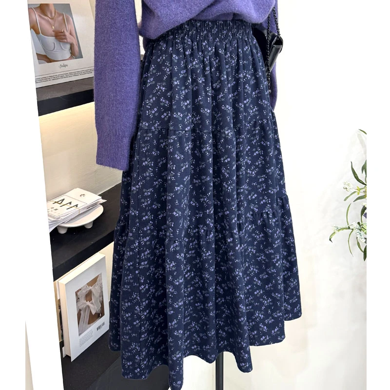2025秋季新款碎花半身裙女松紧腰长裙新款#6639-7