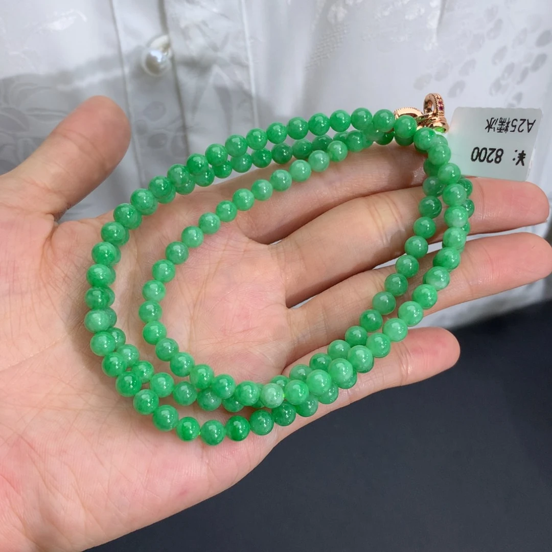 未镶嵌手链翡翠小**格卡5细润绿项链