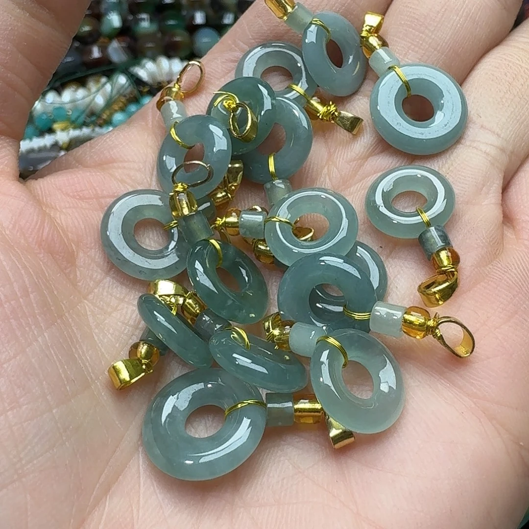 玛瑙/玉髓合金珠宝半成品一颗13-15m翡翠吊坠