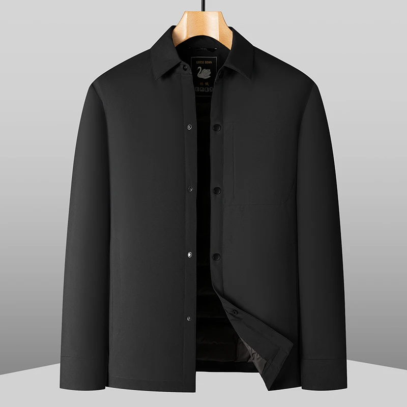 【宝总轻奢鹅绒服翻领外套】120-300斤可穿高端轻薄保暖冬季大码男