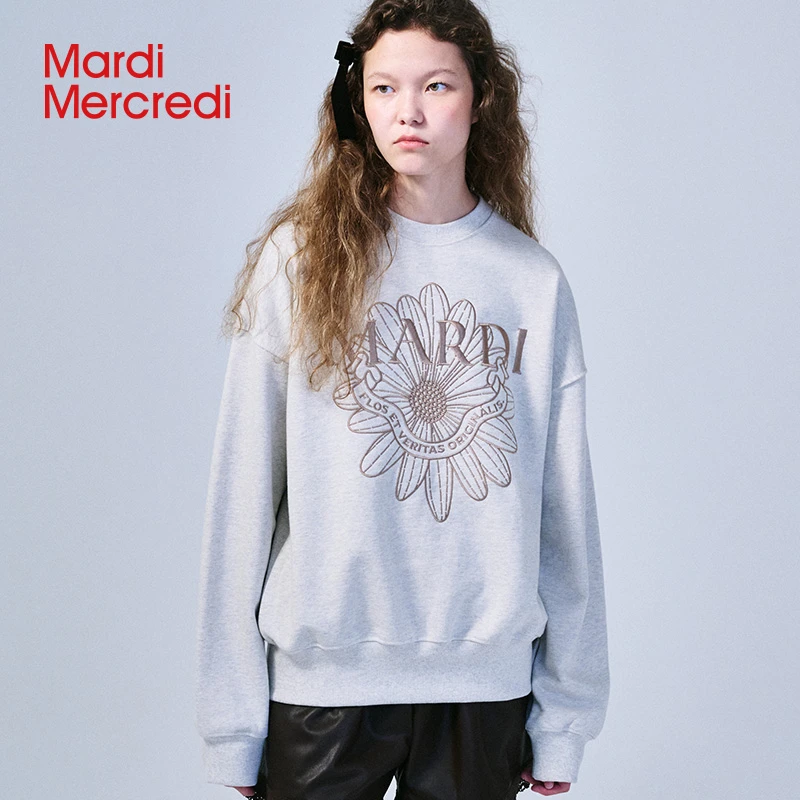 【Mardi Mercredi】小雏菊徽章刺绣圆领卫衣学院风穿搭时尚休闲SY