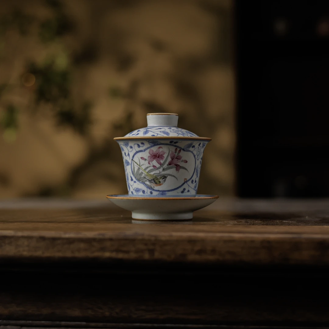 缠枝鸟语花香三才盖碗（朴碗0246）