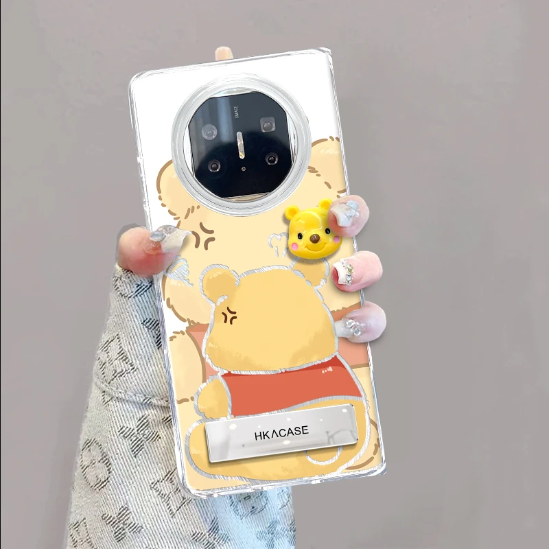 适用华为matex5手机壳维尼熊羽纱折叠保护套