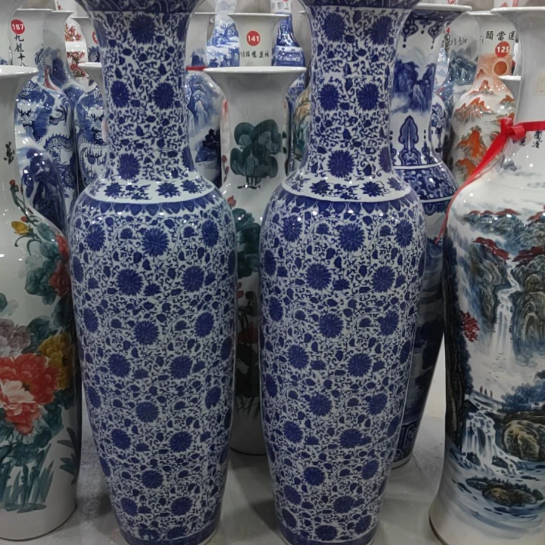 摆件李*来青花缠枝莲1.4米一对