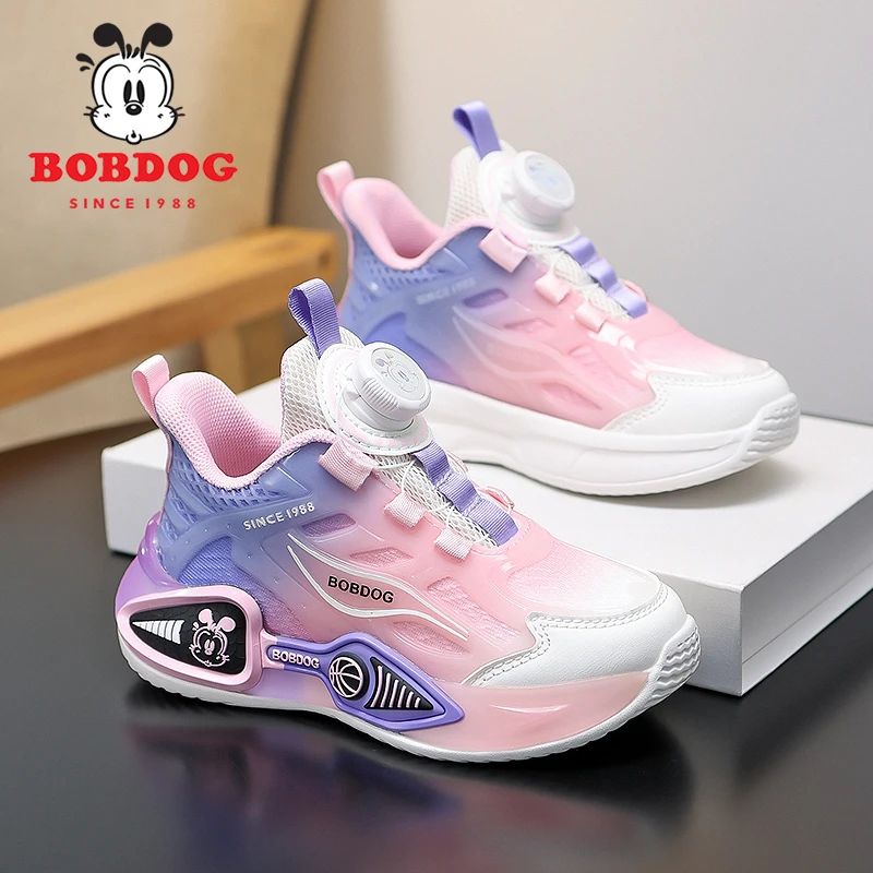 Bobdog/巴布豆女童运动鞋子2025春秋款中大童网面透气儿童篮球鞋