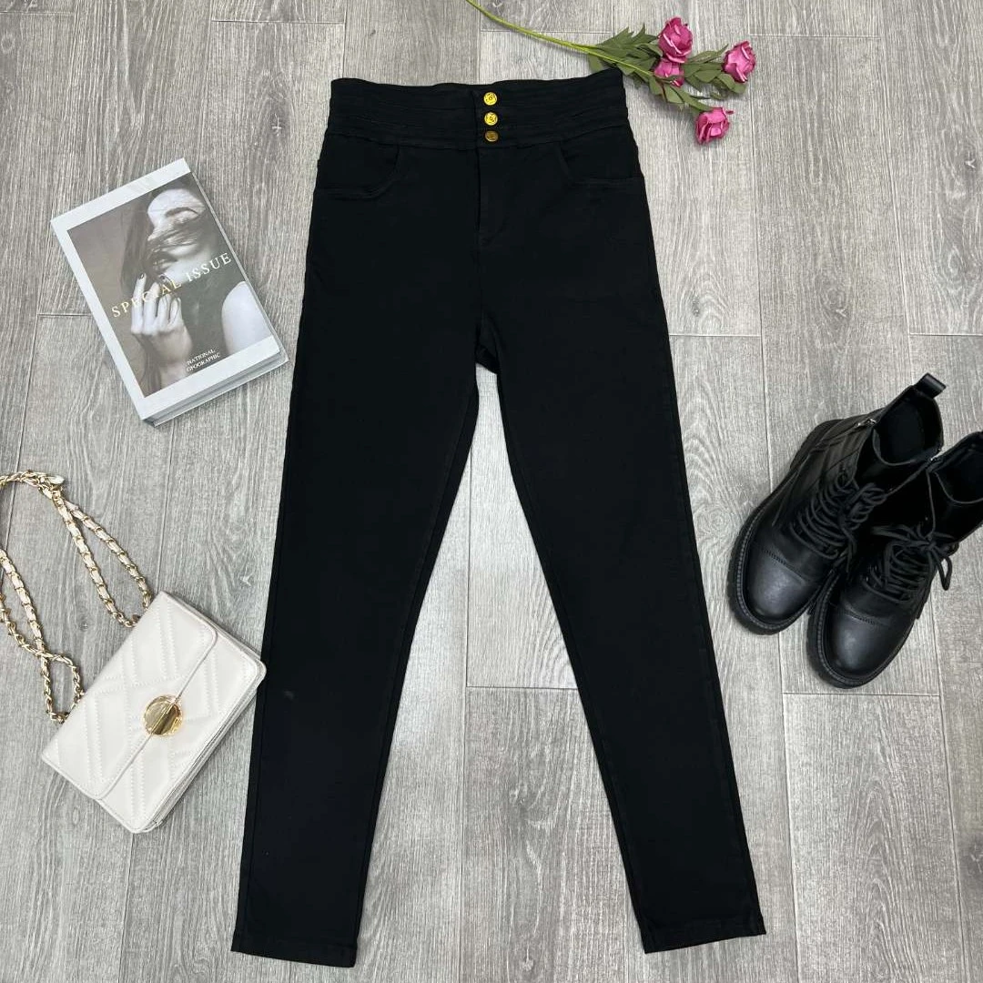 60776春季新款显瘦百搭高腰收腰弹力小脚牛仔裤【裤长100】