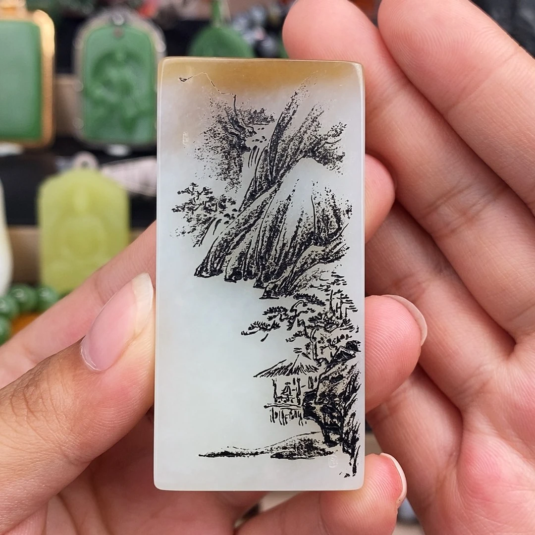 和田玉未镶嵌挂件