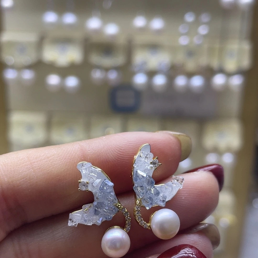 淡水珍珠耳饰银S925镶嵌