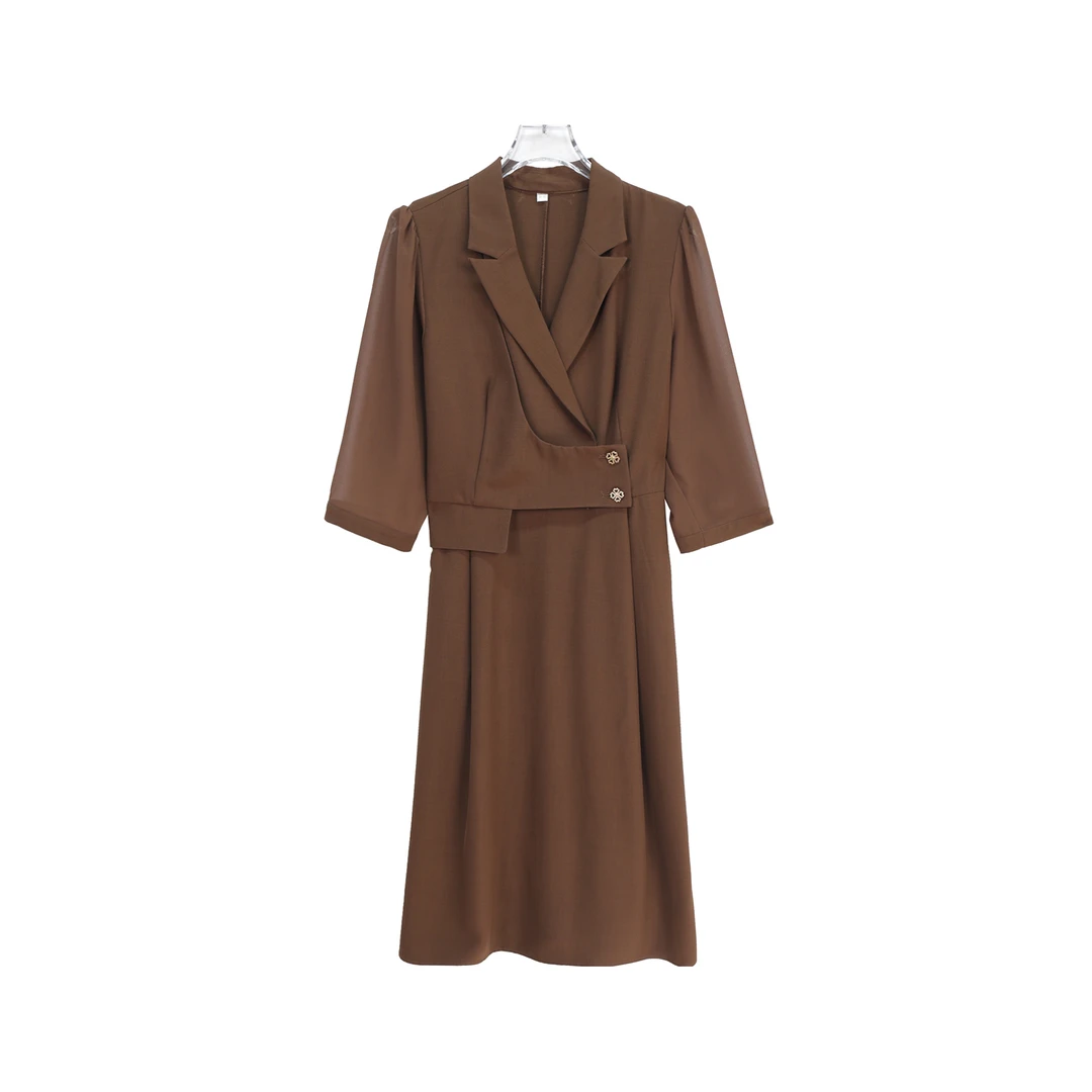 轻奢西装V领收腰显瘦气质通勤连衣裙S1377