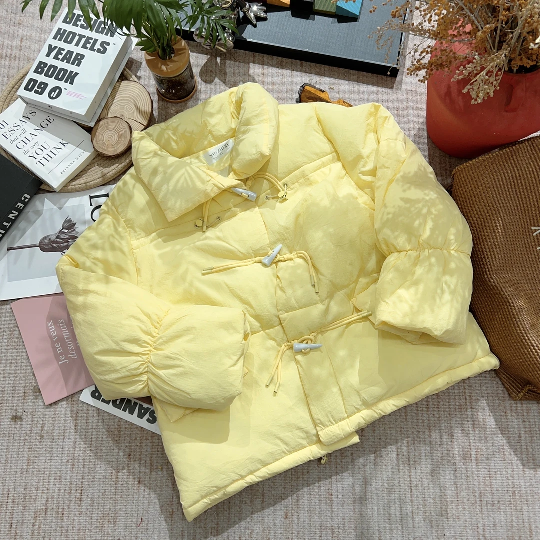 2025冬季新款休闲宽松纯色厚外套1787