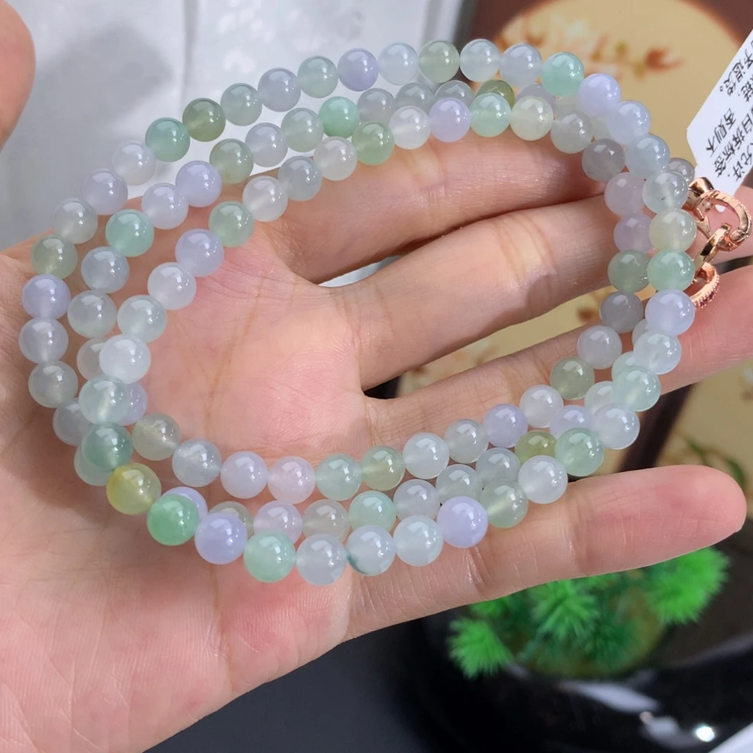 翡翠未镶嵌手串卡6冰胶马卡龙项链