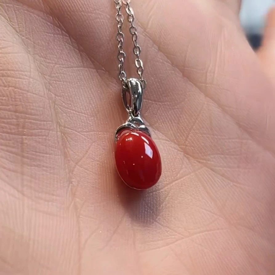 天然宝石红珊瑚吊坠