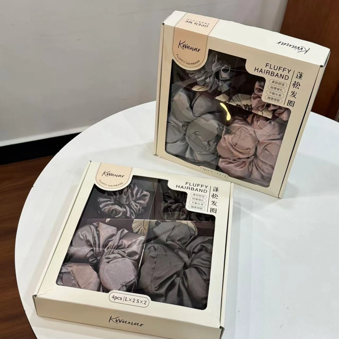 山姆同款赵露思同款Kvvanar蓬松发圈套装缎面大肠绸扎头发绳高级