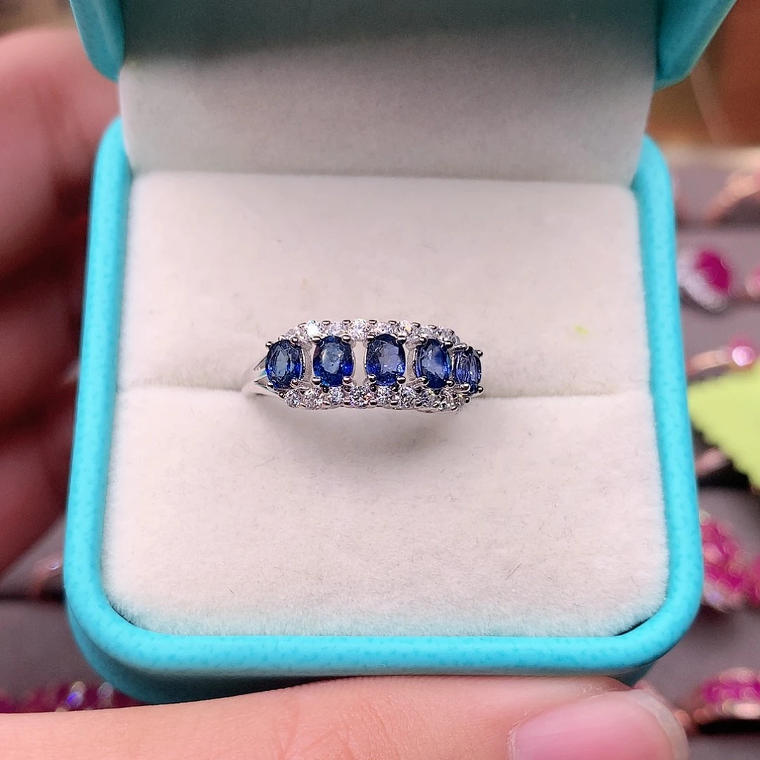 蓝宝石戒指银S925镶嵌