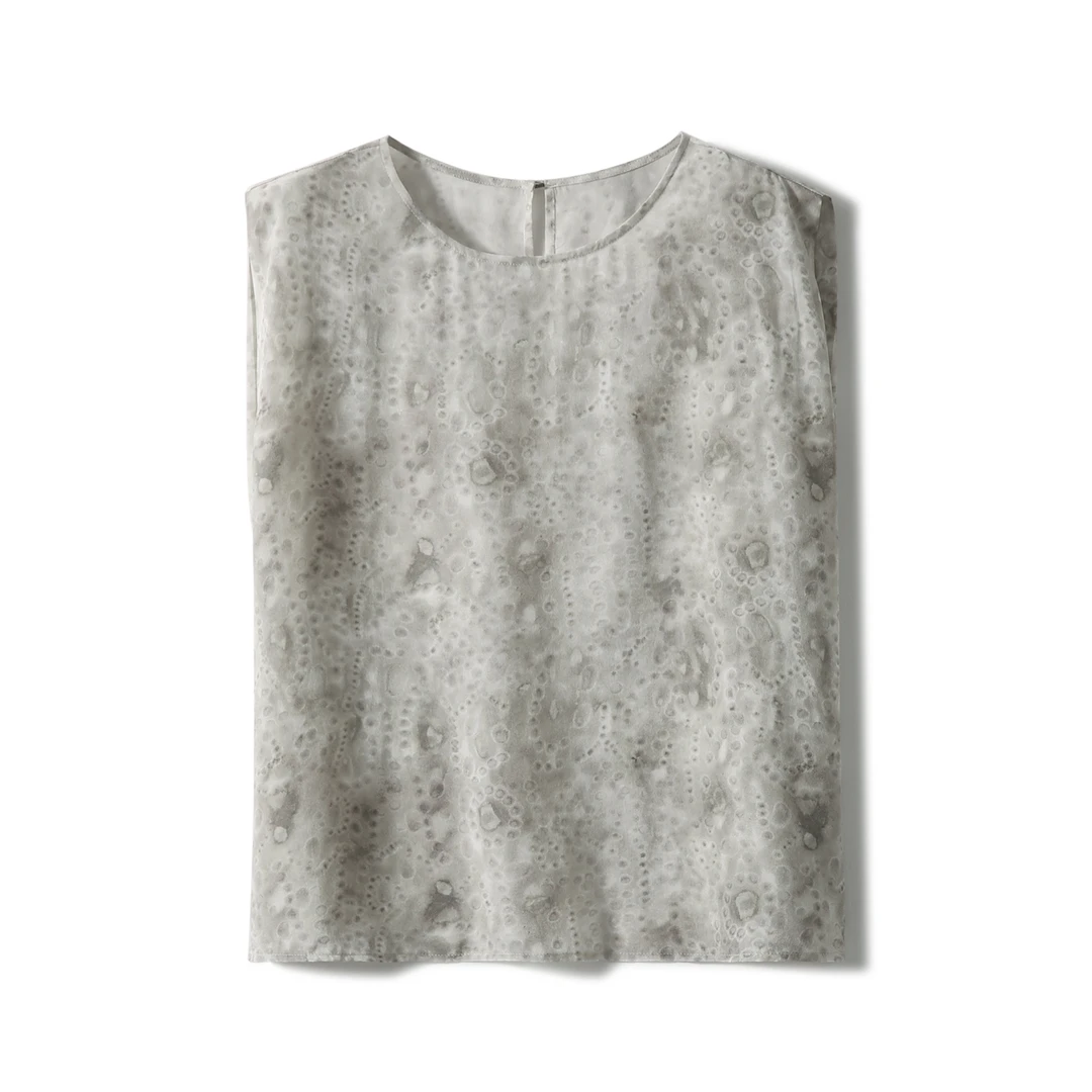 【九月木兮】双绉真丝数码印花桑蚕丝无袖上衣女夏季S81786SYDMG