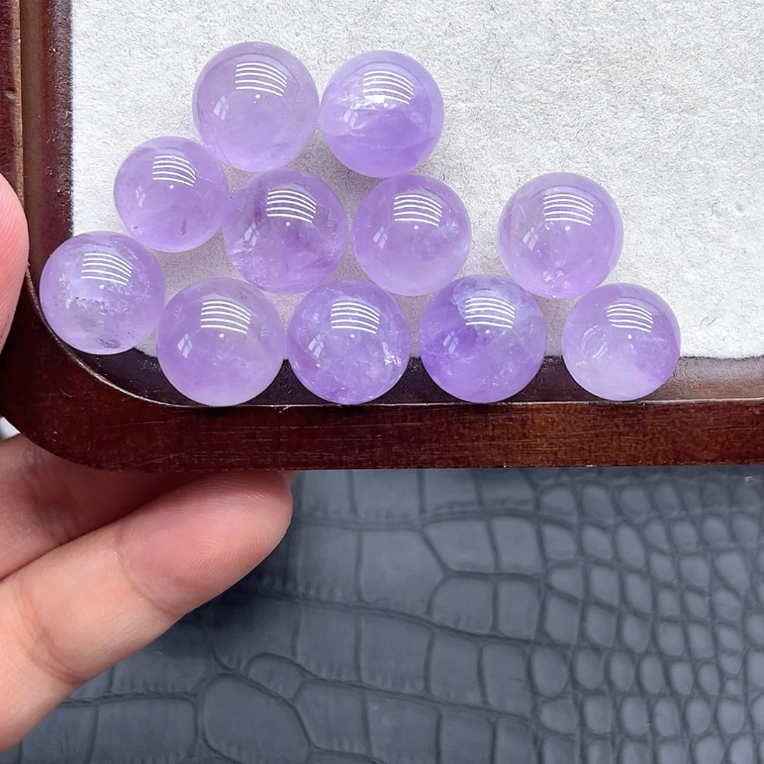 未镶嵌珠宝半成品水晶18 玻利维亚薰衣草紫水晶球15mm