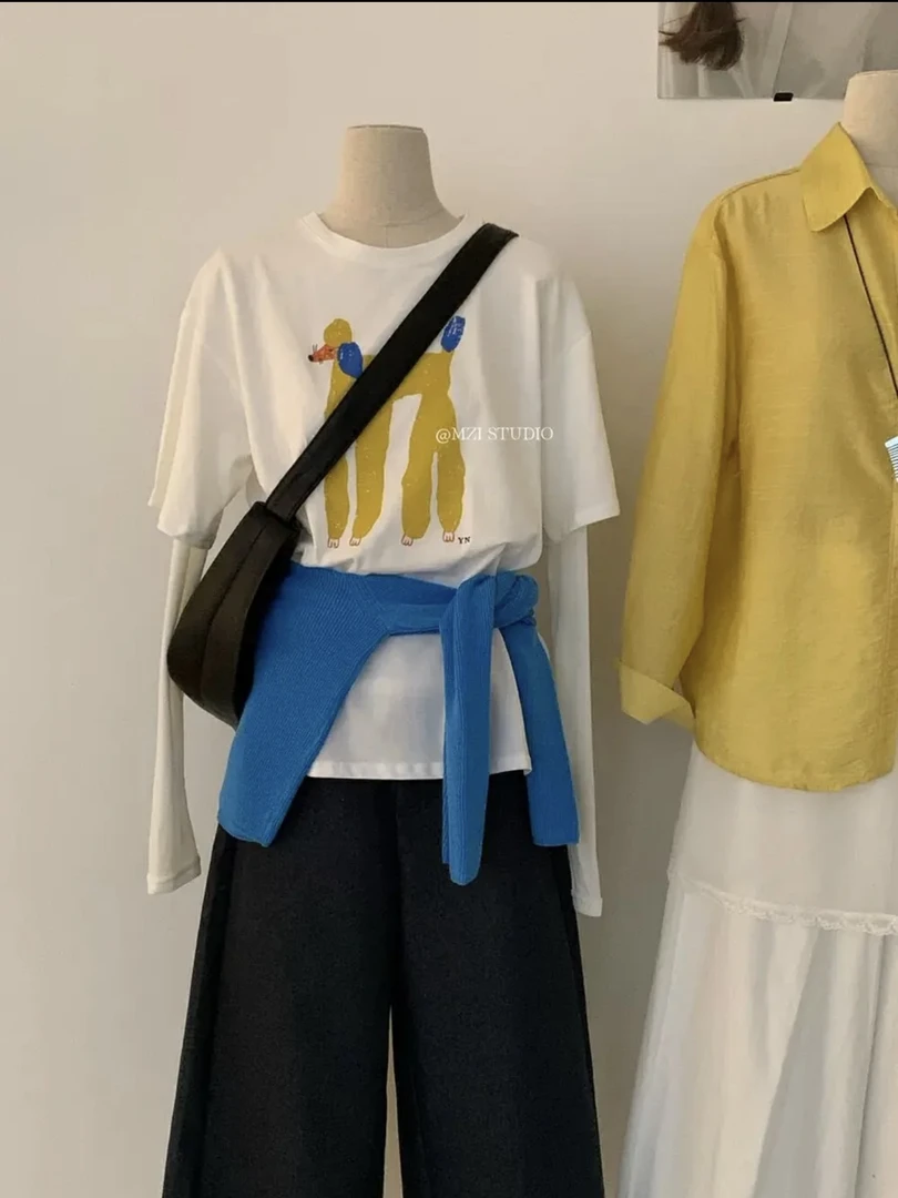 设计师百搭韩版T恤宽松型休闲印花