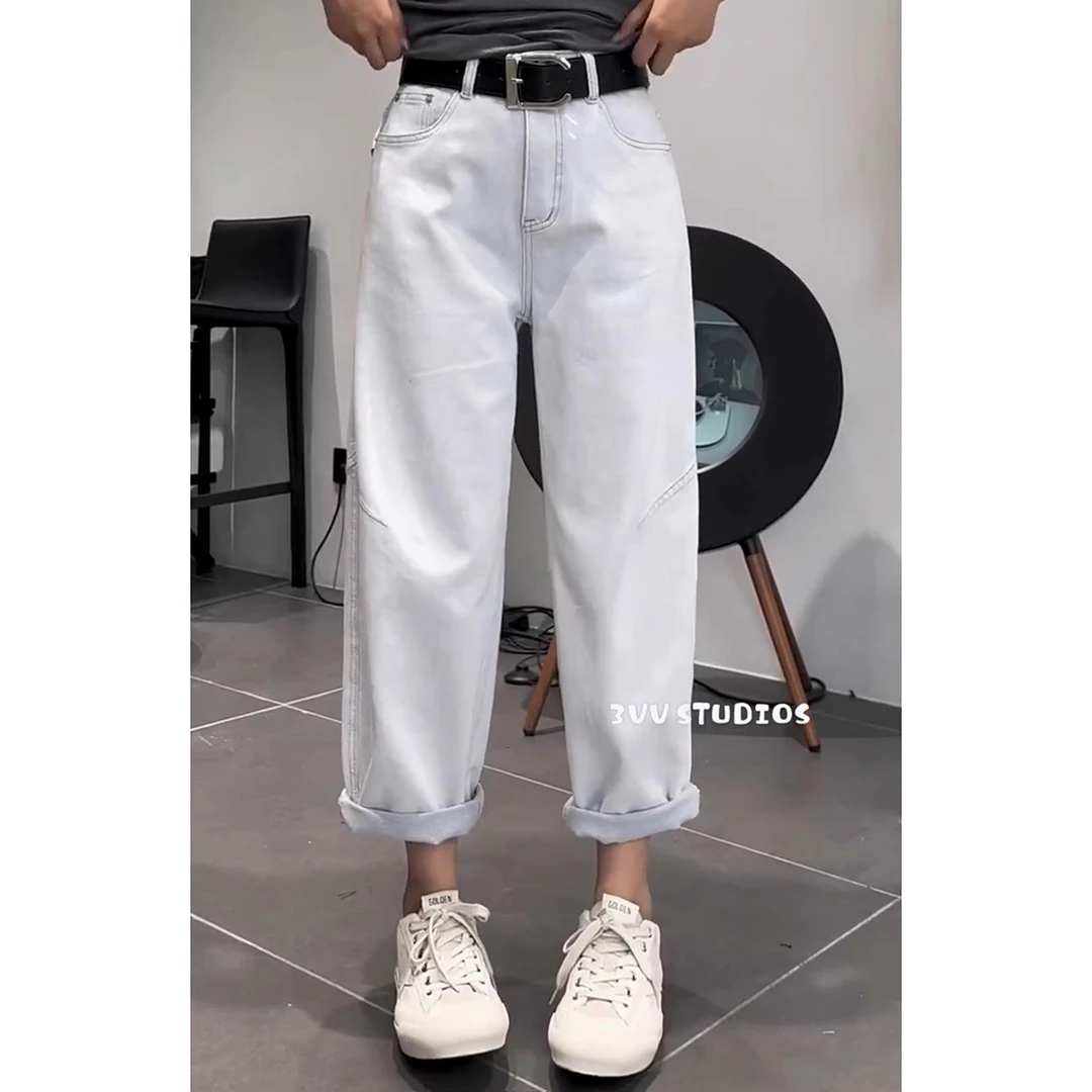 梨形身材微胖穿搭大码女装哈伦老爹牛仔裤子女2025年春季新款显瘦