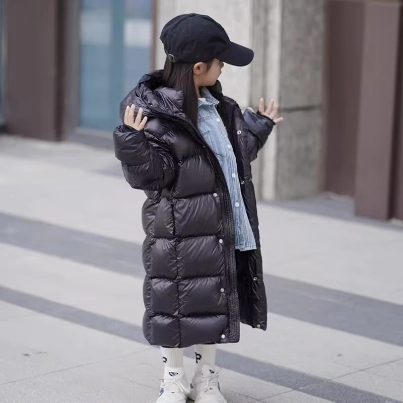 4414儿童长款黑色加厚冬季过膝男女同款-衣长76