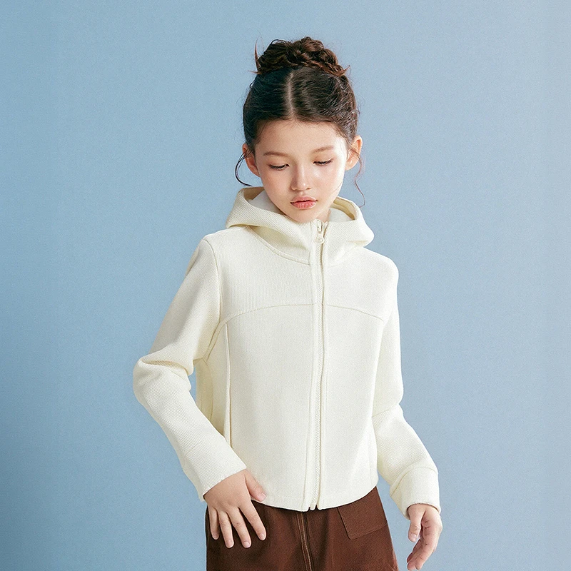 笛莎童装女童外套春秋新款中大童修身运动上衣连帽外套-72