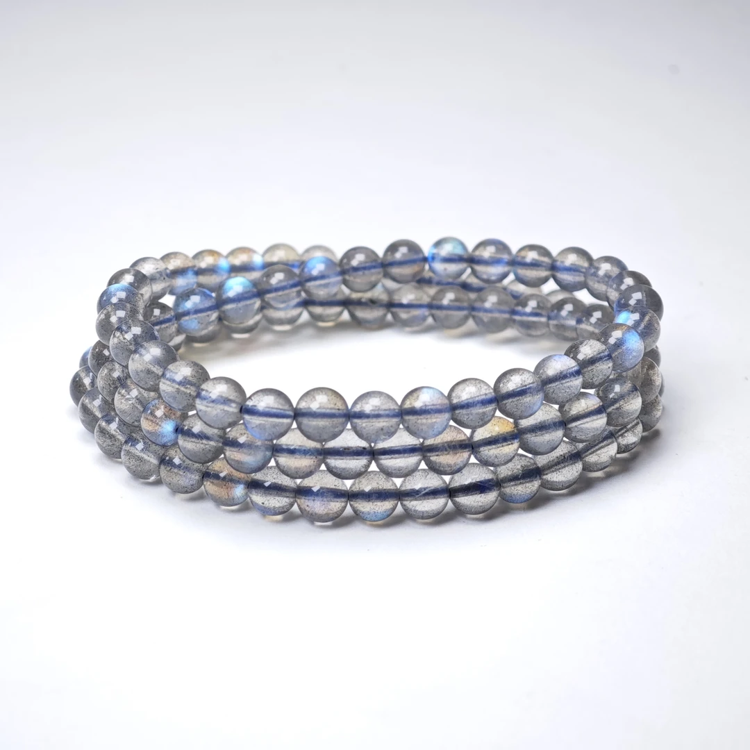 晶匠晶匠天然灰月光多圈手串5-6mm+多样性发一 专属