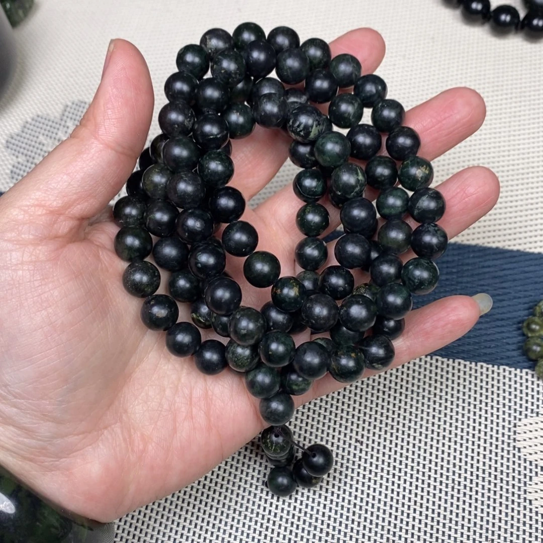 蛇纹石玉未镶嵌颈饰精品药王石10mm微瑕108颗