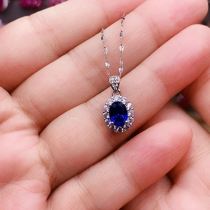 颈饰银S925镶嵌蓝宝石