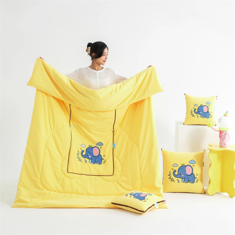 高档四季款抱枕被子两用二合一车内多功能折叠空调被车载腰靠垫