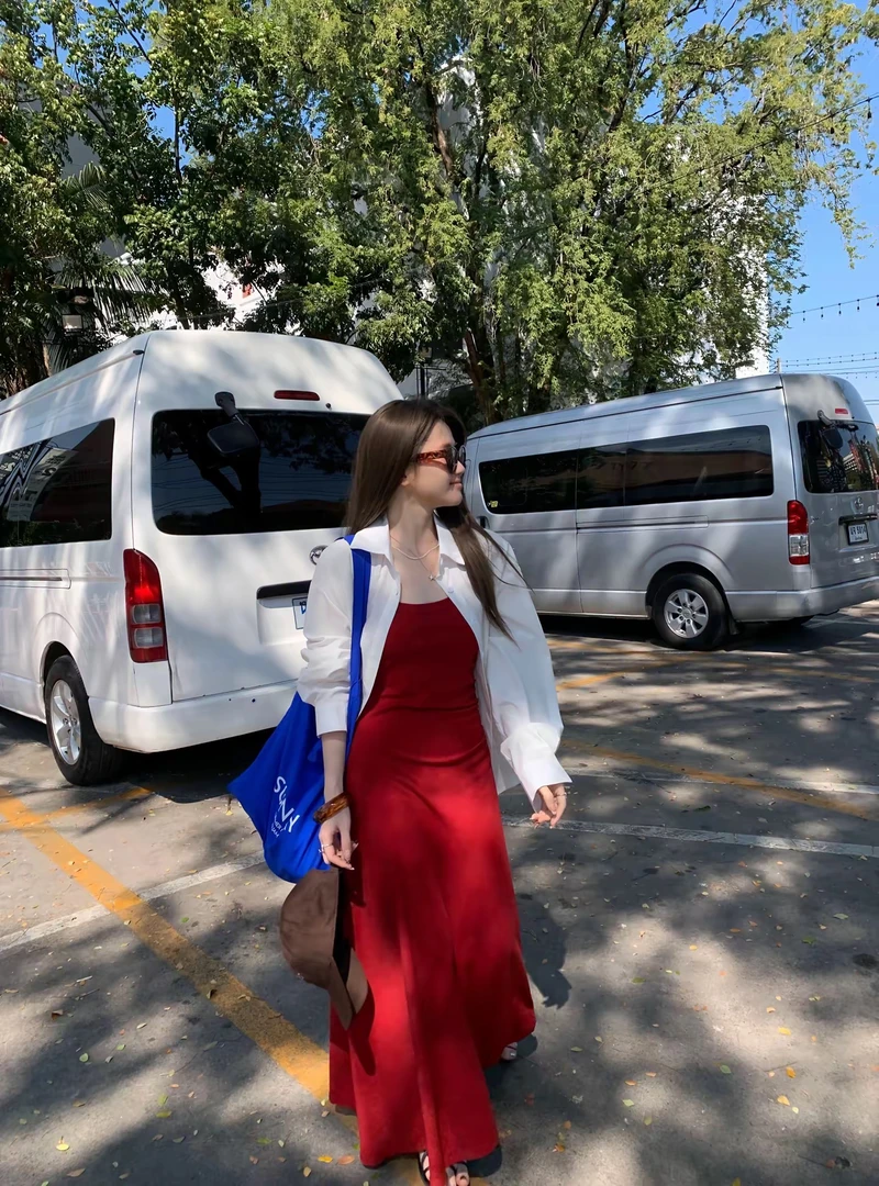 高个子大码法式复古吊带连衣裙气质显瘦长款大摆裙