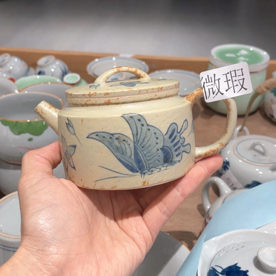 釉下彩纯手绘有瑕