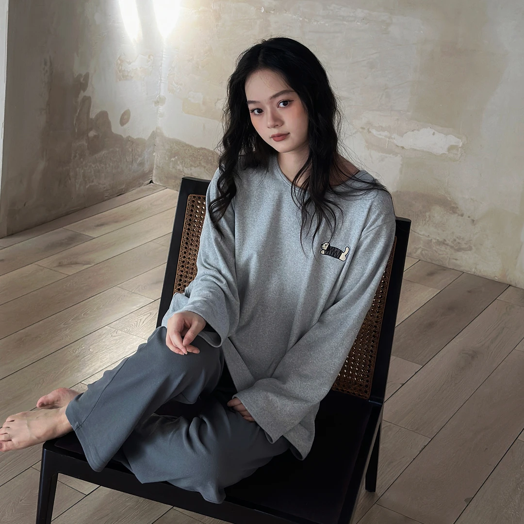 及好保暖睡衣女德绒加厚腊肠狗长袖磨毛薄绒可外穿春秋冬款家居服