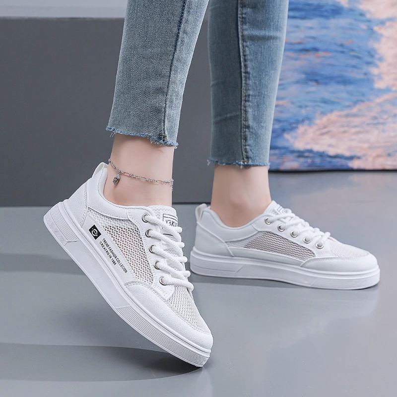 小白鞋女百搭透气2025夏季新款爆款厚底运动网面薄款休闲学生网鞋