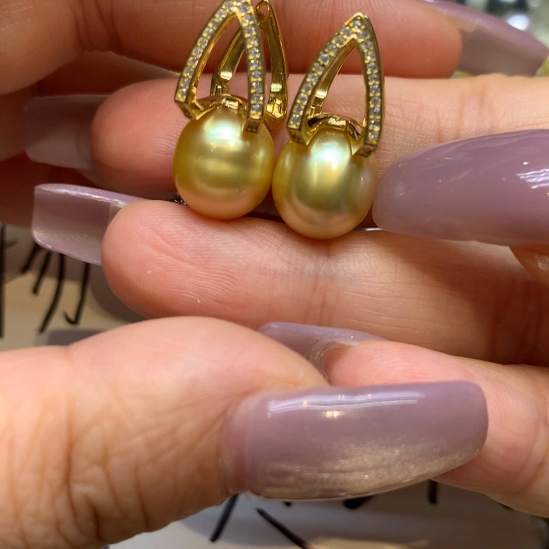 银S925镶嵌耳饰海水珍珠