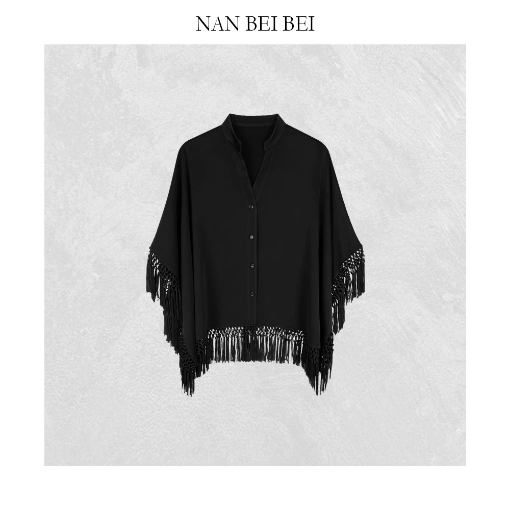 NanBeiBei ‘流苏斗篷’ 原创设计款高级光泽感编织流苏外套 0181