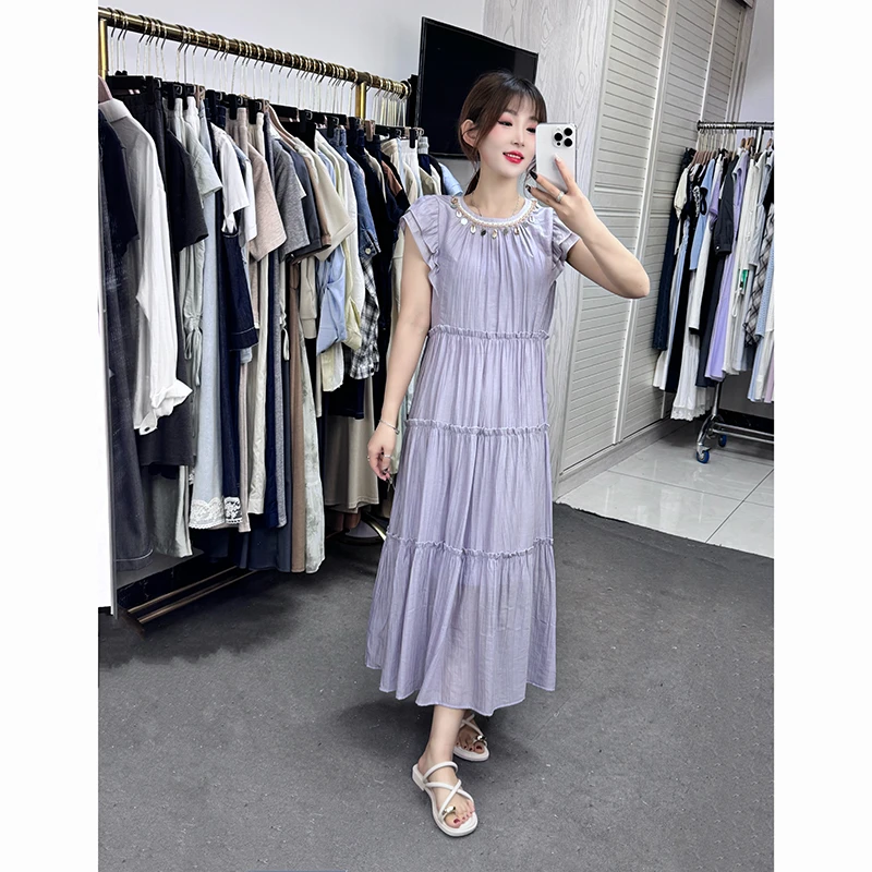 小飞袖法式度假连衣裙女2025年夏季气质新款高级感宽松中长款裙子