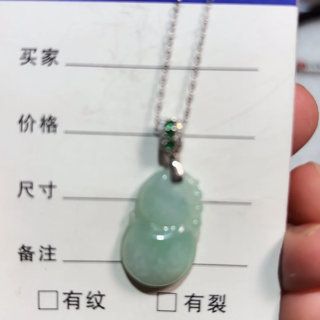 翡翠银S925镶嵌颈饰A货翡翠镶嵌颈饰