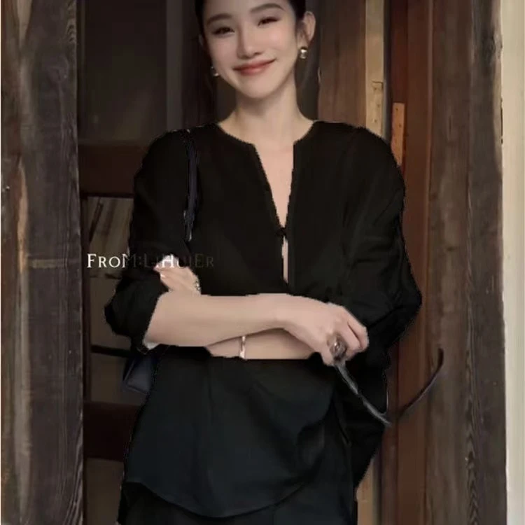 休闲风慵懒风时尚简约轻奢宽松百搭气质居家外穿2025秋季薄款套装