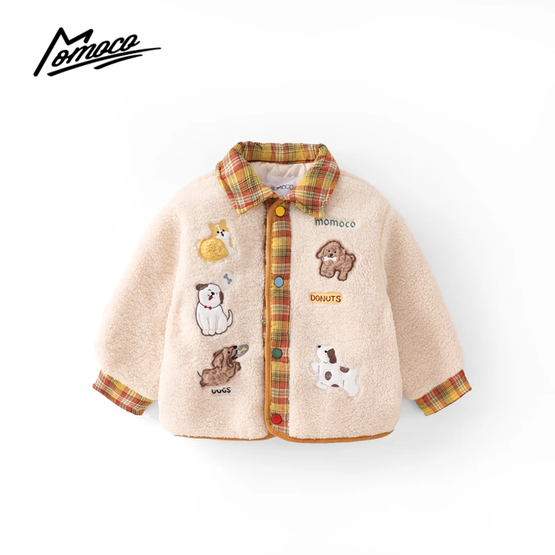MOMOCO童装冬季夹棉拼接贴布毛毛外套75430123049