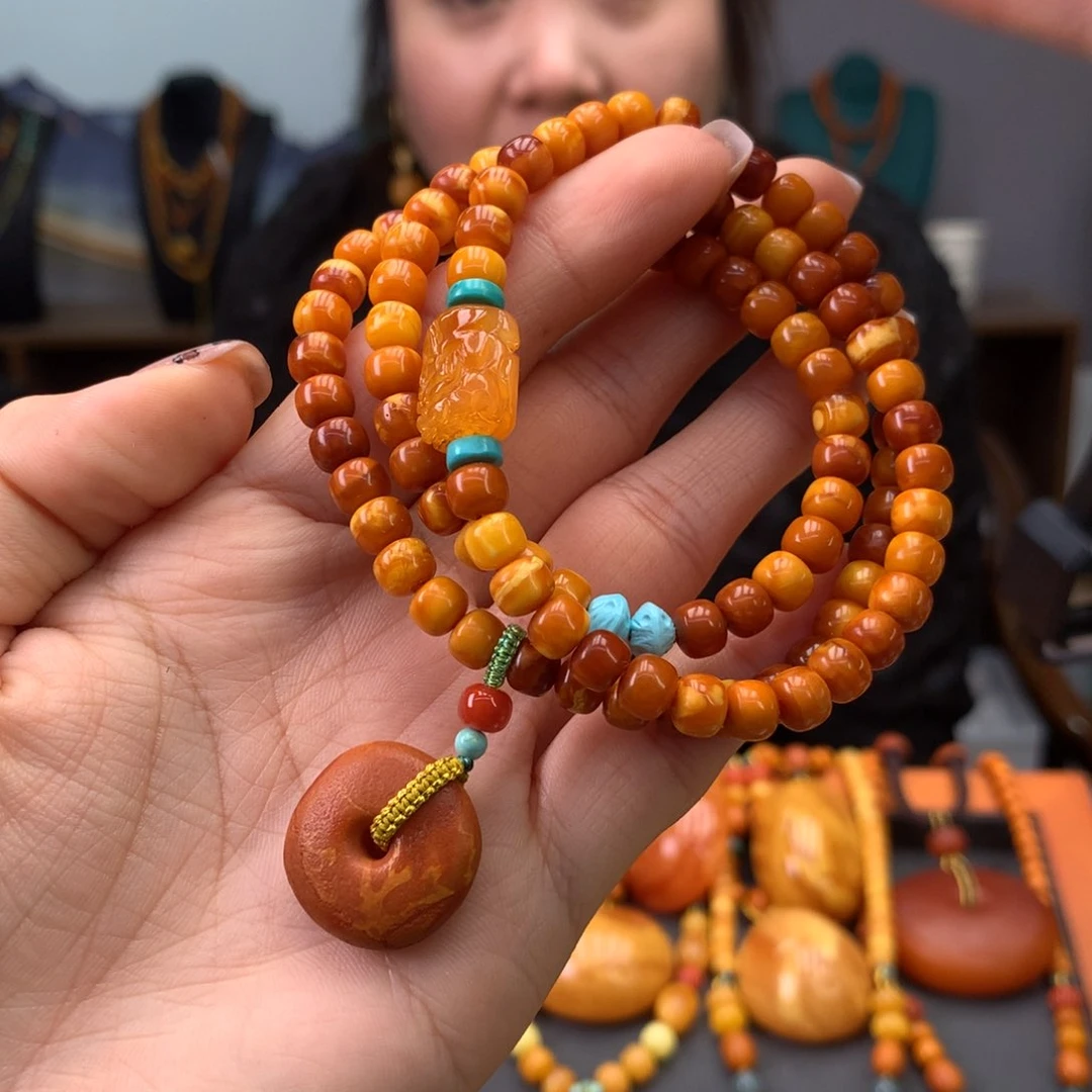 蜜蜡手串未镶嵌天然