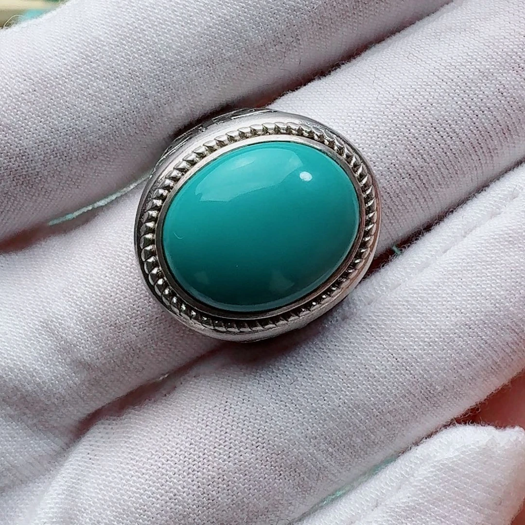 绿松石银S925镶嵌戒指