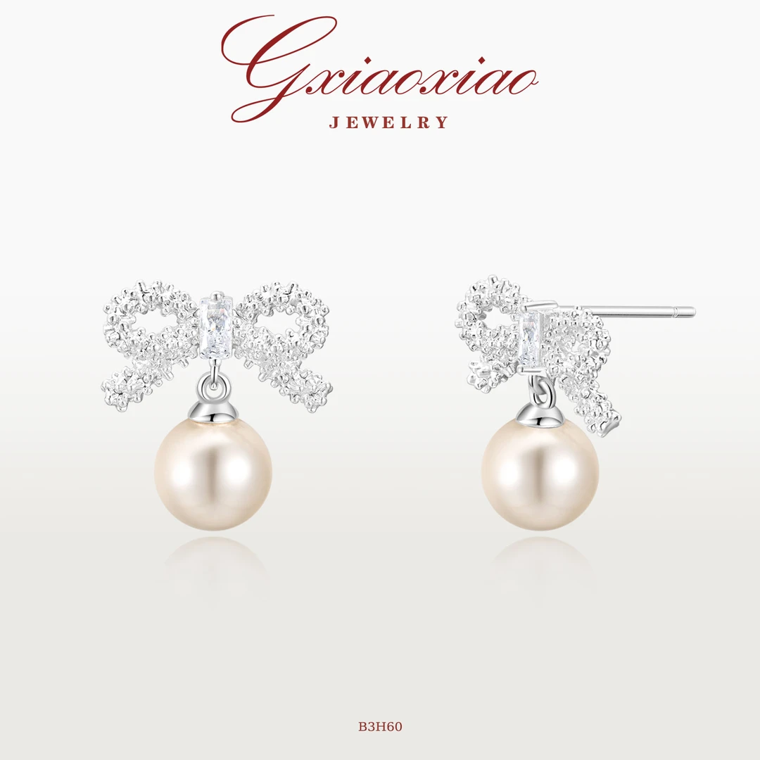 G XIAOXIAO 镀K金 925银针 轻奢气质高级感蝴蝶结耳环 B3H60