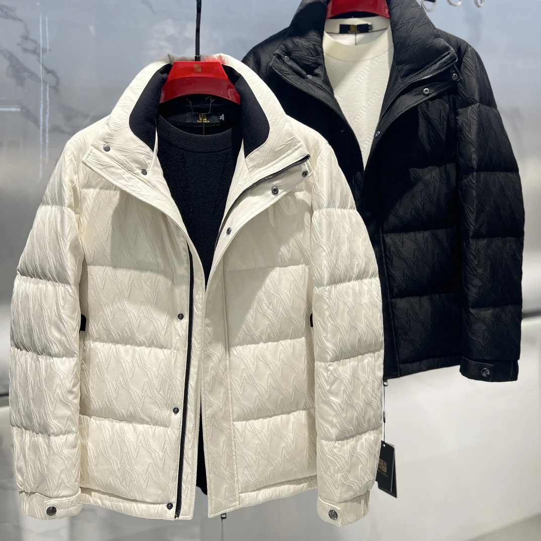 冬季新款男士轻奢时尚立领合身版加厚保暖潮流白鸭绒羽绒