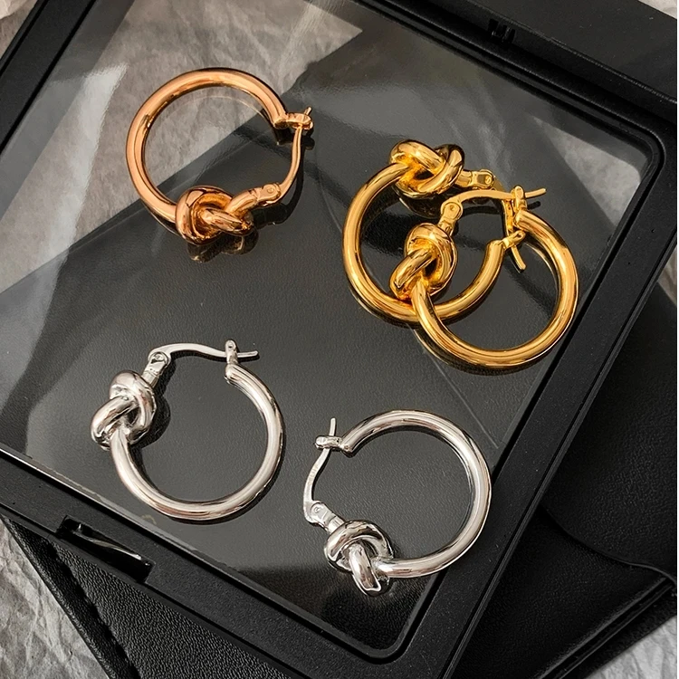 铜合金耳饰 独特设计感打结耳环女轻奢小众高级感ins冷淡风耳饰