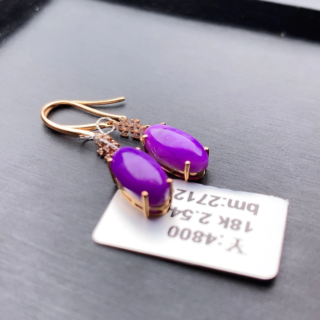 苏纪石（舒俱来）18K金镶嵌耳坠