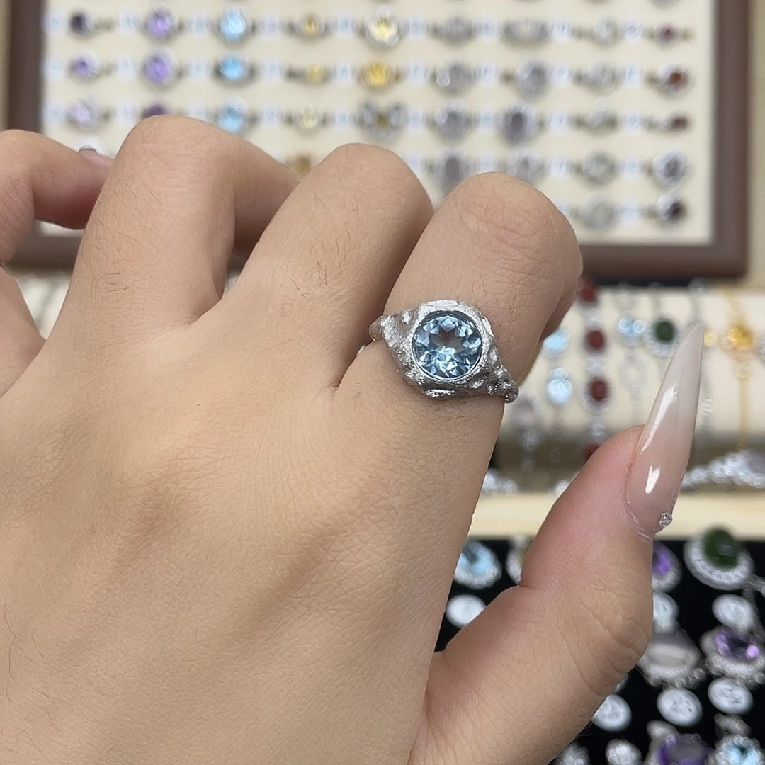 银S925镶嵌戒指托帕石