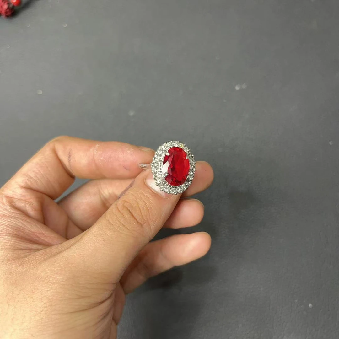 合成（培育）红宝石红色鸽血红净水红宝戒指 Y240—多样性发