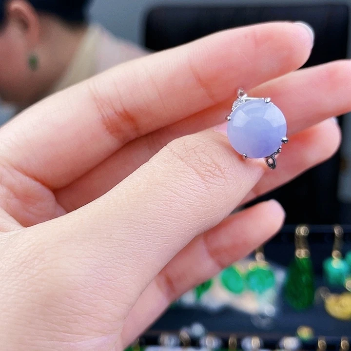 翡翠戒指银S925镶嵌饰品