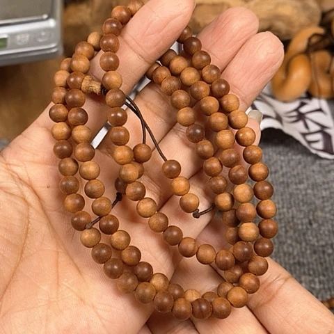 檀香木手串/手链老山檀香黑肉枯枝老料0.6/108沉水微瑕疵