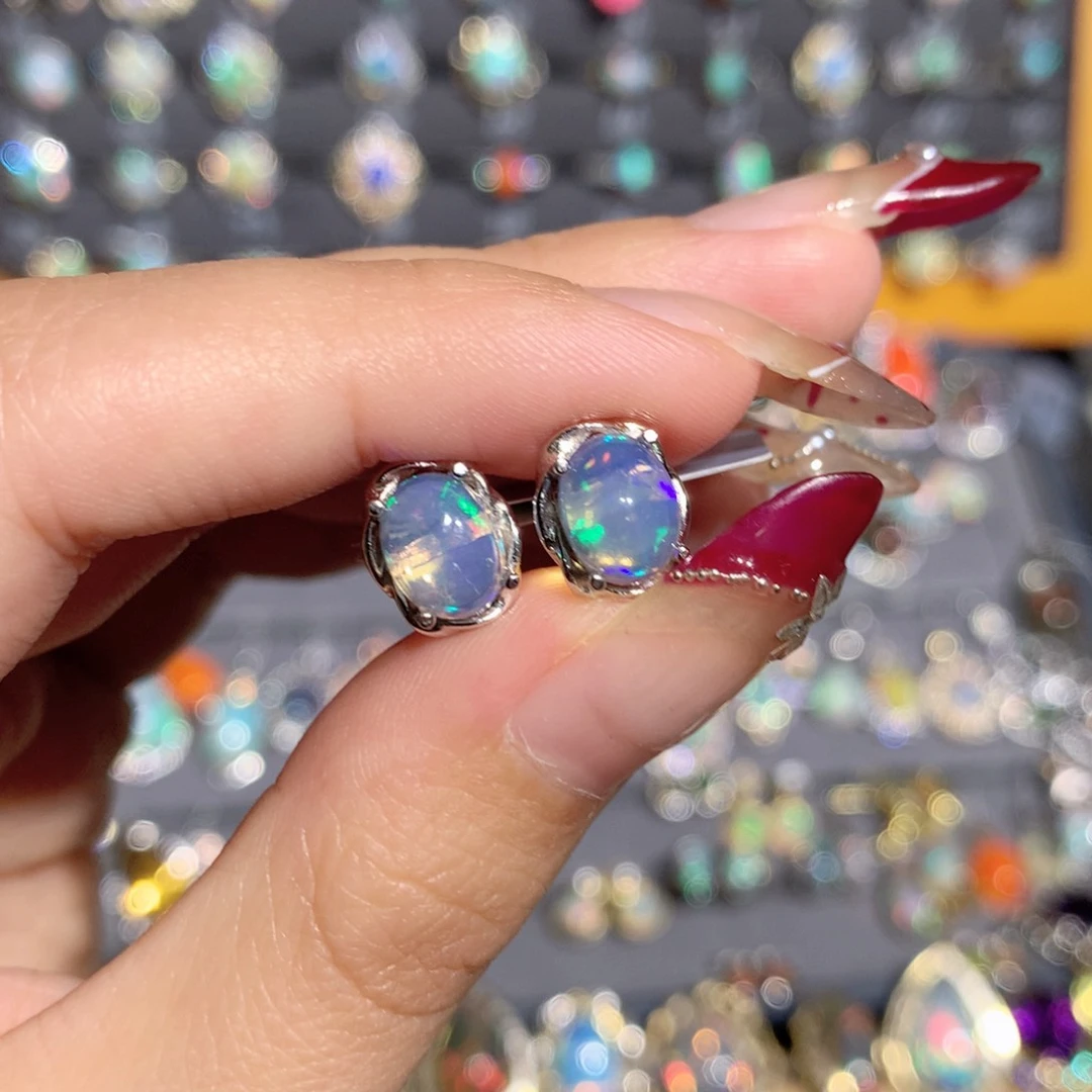 欧泊银S925镶嵌欧泊耳饰y